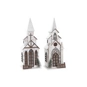Julgranskula DKD Home Decor Kyrka MDF (12,5 x 11 x 33 cm) (2 ant