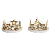 Jul-ljusstake DKD Home Decor Naturell Gyllene (2 antal) (21 x 11