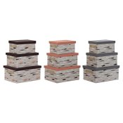Set med stapelbara frvaringsldor DKD Home Decor Brun Gr Orang