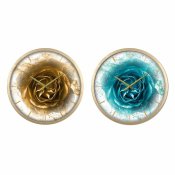 Vggklocka DKD Home Decor Glas Gyllene Turkos Jrn Modern (2 ant
