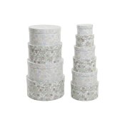 Set med stapelbara frvaringsldor DKD Home Decor Beige Grn Pap