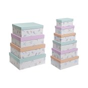Set med stapelbara frvaringsldor DKD Home Decor Havsbl Papp (