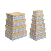 Set med stapelbara frvaringsldor DKD Home Decor djur Bl Papp