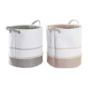 Tvttkorg DKD Home Decor Gr Rosa Polyester (39 x 39 x 41 cm) (2