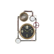 Vggklocka DKD Home Decor Ventiler Glas Gyllene Jrn (50,5 x 12