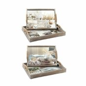 Uppsttning med Brickor DKD Home Decor Beige 40 x 30 x 6 cm Tr