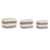 Korg - set DKD Home Decor Vit Naturliga fibrer 36 x 27 x 27 cm 3