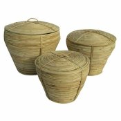 Multifunktionell korg DKD Home Decor Naturell Tropiskt 35 x 35 x