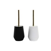 Toalettborste DKD Home Decor Vit Svart Rostfritt stl polystyren