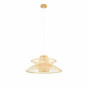 Taklampa DKD Home Decor 50 x 50 x 22 cm Ljusbrun Bambu 50 W