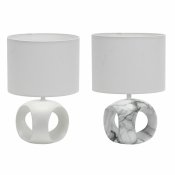 Bordslampa DKD Home Decor Keramik Gr Polyester Vit (2 antal) (2