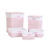 Tvttkorg DKD Home Decor Rosa vide Barn 44 x 34 x 56 cm 5 Delar
