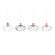 Taklampa DKD Home Decor 34 x 34 x 21 cm Silvrig Svart Gr Rosa M