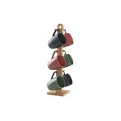 Set med 4 muggar DKD Home Decor Grn Rosa Naturell Mrkgr Steng