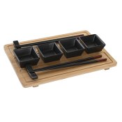 Sushiset DKD Home Decor Naturell Svart Bambu Stengods Orientalis