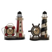 bordsklocka DKD Home Decor Svart Rd Frmre lyktor Vintage (2 an