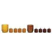Set med levande ljus DKD Home Decor Brun Senap (2 antal)