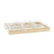 Snacksbricka DKD Home Decor Naturell Bambu Glas 280 ml 32 x 21 x