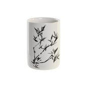 Tandborsthllare DKD Home Decor Vit Svart Gummitr Stengods 7,6