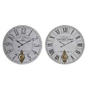 Vggklocka DKD Home Decor Svart Metall Vit Vintage Tr MDF (58 x