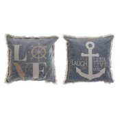 Kudde DKD Home Decor Bl Vit Havsbl Frans (45 x 10 x 45 cm) (2