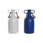 Vas DKD Home Decor Metall Vit Marinbl (9 x 9 x 19 cm) (2 antal)