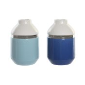 Vas DKD Home Decor 12 x 12 x 18,5 cm Silvrig Vit Himmelsbl Mari