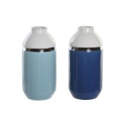 Vas DKD Home Decor 12,5 x 12,5 x 25 cm Vit Himmelsbl Marinbl S