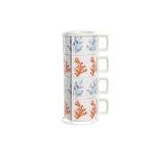 Set med kaffekoppar DKD Home Decor Bl Fuchsia Metall Dolomite 2