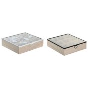 Lda fr rtte DKD Home Decor Bl Vit Svart Naturell Metall Glas