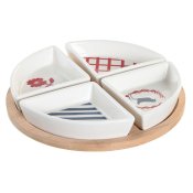 Tilltuggsset DKD Home Decor 21,5 x 21,5 x 1 cm Rd Bl Vit Steng