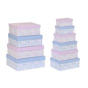 Set med stapelbara frvaringsldor DKD Home Decor Bl Rosa Papp