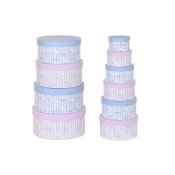 Set med stapelbara frvaringsldor DKD Home Decor Bl Rosa Papp