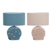 Bordslampa DKD Home Decor Bl Gyllene Brun Tyg Polyester Stengod