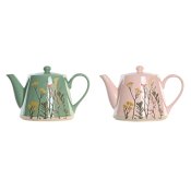 Tekanna DKD Home Decor Rosa Grn Stengods (2 antal)