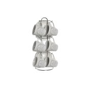 Set med koppar och fat DKD Home Decor Vit Metall Stengods 90 ml