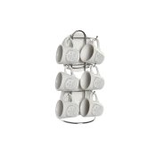 Set med koppar och fat DKD Home Decor Vit Metall Stengods 180 ml