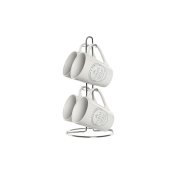 Set med koppar och fat DKD Home Decor Vit Metall Stengods 300 ml