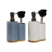 Diskmedelspump 2-i-1 DKD Home Decor Bambu Rostfritt stl Dolomit