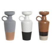 Vas DKD Home Decor Vit Gr Terrakota n Porslin 13,3 x 11 x 27,3