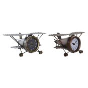 bordsklocka DKD Home Decor Gyllene Silvrig Flygplan (2 antal)