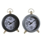 bordsklocka DKD Home Decor Svart Gr Gyllene Traditionell (2 ant