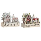 Julgranskula DKD Home Decor Rd Rosa 21 x 9,5 x 19 cm (2 antal)