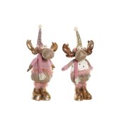Julgranskula DKD Home Decor Vit Rosa Gyllene Ren 20 x 19 x 50 cm