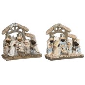 Julkrubba-set DKD Home Decor Bl Vit Brun Harts 20 x 7 x 17,5 cm