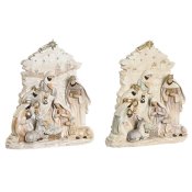 Julkrubba-set DKD Home Decor Bl Vit Rosa Harts 24 x 8 x 27,5 cm