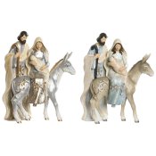 Julkrubba-set DKD Home Decor Bl Vit Brun Silvrig Harts 23,5 x 1