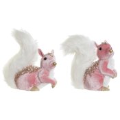 Julgranskula DKD Home Decor Vit Rosa Ekorre 20 x 11 x 22 cm (2 a
