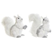 Julgranskula DKD Home Decor Vit Ekorre 22 x 11 x 22 cm (2 antal)