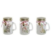 Ljus DKD Home Decor Vit Gyllene Jul 8 x 5 x 9 cm (3 antal)